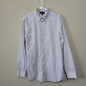 Banana Republic Mens Black White‎ Slim Fit Long Sleeve Button Front Shirt Size L